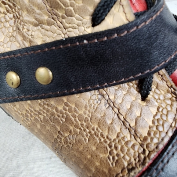 Spring Step L'ARTISTE 3 Tone Leather Ankle Boot Reptile Tan Black Size 37 - Picture 7 of 16